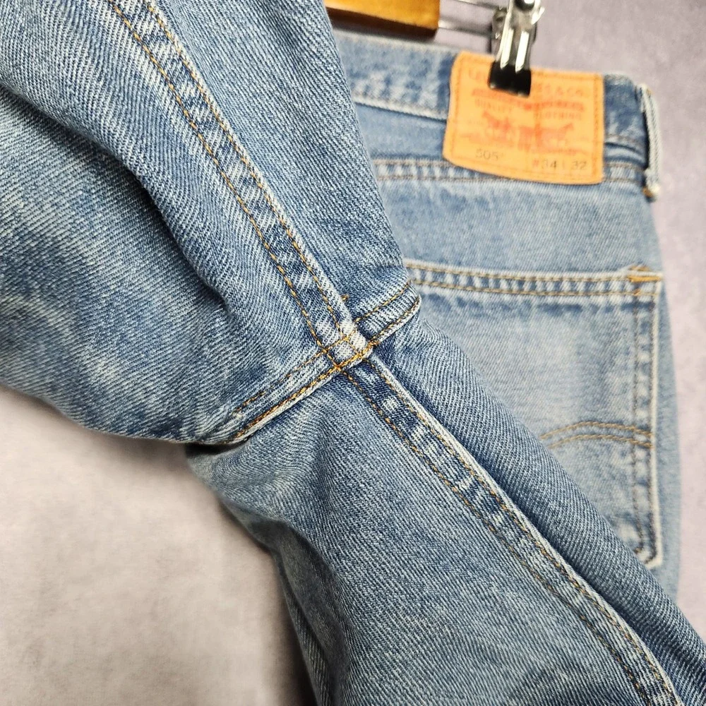 Levis 505 Regular Fit‎ Straight Leg Mens Blue Jeans 34x32 Medium Wash Cotton